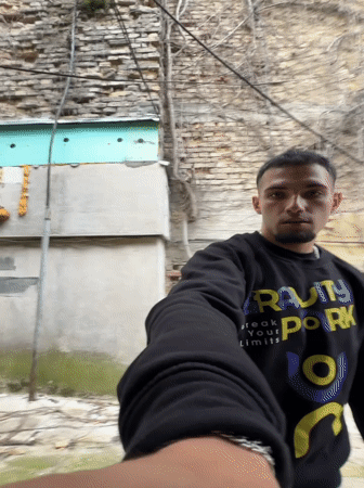Man smoking captured in alleyway photos in Shumen Bulgaria