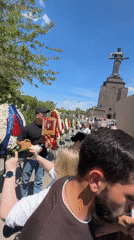 Memorial events and visitors gather at Yerevan's Cascade monument