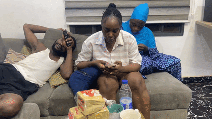 Evening meal gathering captured in Abuja home