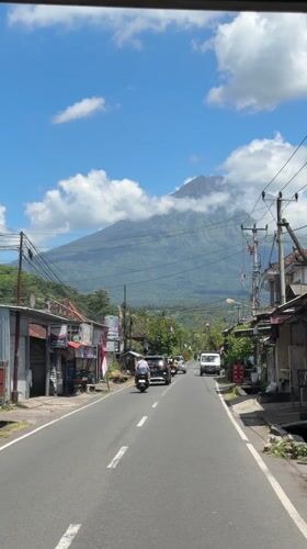 Quiet mountain town road captured on video in Indonesia