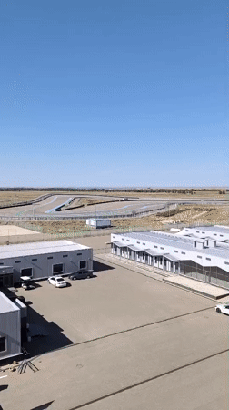 Empty racetrack sits quiet in the Kazakhstan steppe