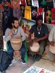 Drumming and street vending at a Nairobi market