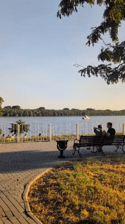 Izmail's riverfront park on a summer evening