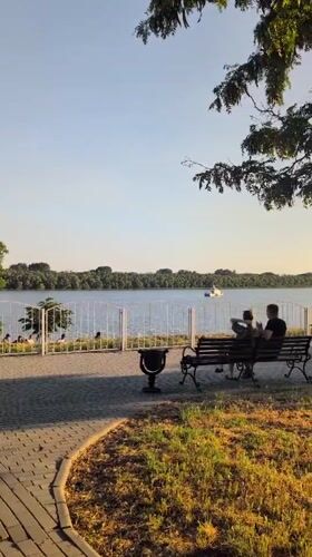 Izmail's riverfront park on a summer evening