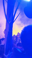 Nighttime outdoor festival with dancing crowds in Maglic, Serbia