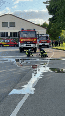 Firefighters respond to road spill near manhole in Riedlingen
