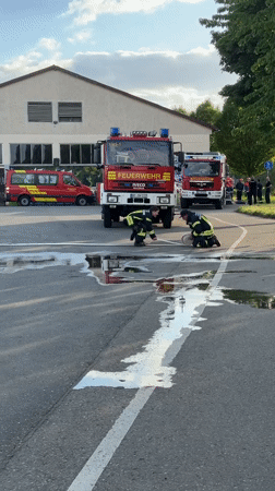 Firefighters respond to road spill near manhole in Riedlingen