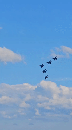 Airshow formations over the Volga, Ulyanovsk