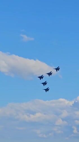 Airshow formations over the Volga, Ulyanovsk