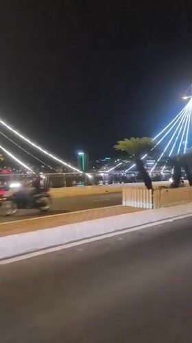 Nha Trang park and waterfront lit up at night