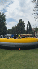 Outdoor inflatable game activity recorded in San Andrés Cholula