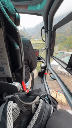 Helicopter cargo operations documented in remote Nepal mountain village