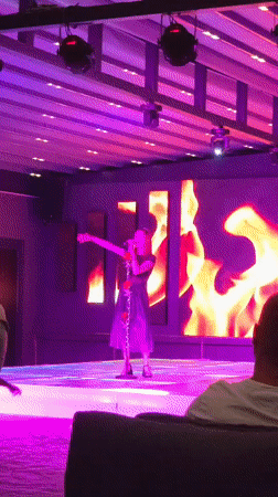 Evening show unfolds at a lit venue in Sveti Vlas