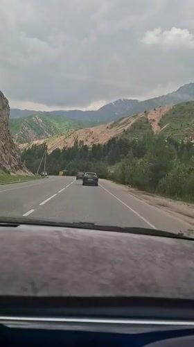 Morning traffic recorded on mountain road in Varzob, Tajikistan