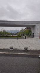 Street sweeper stops on campus crosswalk in Chongqing