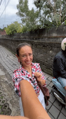 Tourist captures selfies and rice paddies in Ubud