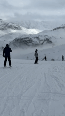 Skiers enjoy overcast morning on Courchevel slopes February 10
