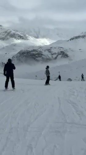 Skiers enjoy overcast morning on Courchevel slopes February 10