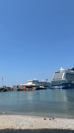Cruise ship, harbor views, and street scenes in Kuşadası