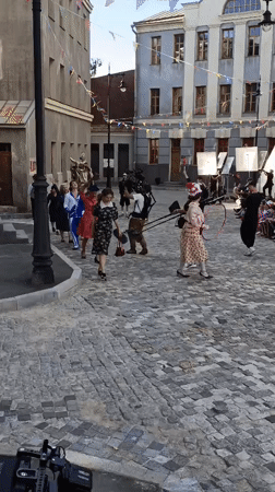 Costumed street festival and possible film shoot in Moskva