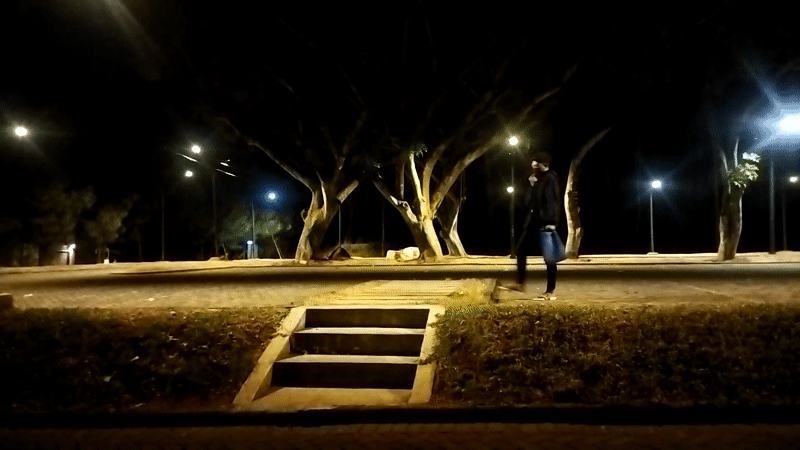 Quiet night streets of Semarang, lit and in motion