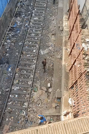 Mumbai railway corridors show urban density, waste accumulation