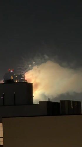 Late-night fireworks display illuminates New York City skyline