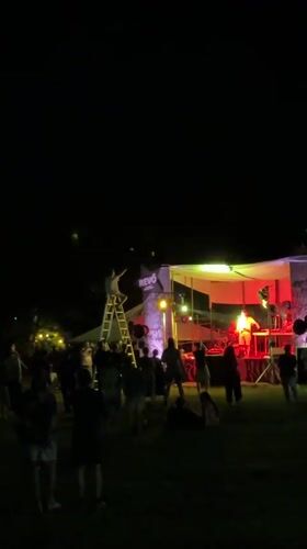 Nighttime outdoor festival in Asureti, Georgia