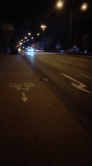 Night streets and a glowing drone in Rüsselsheim am Main