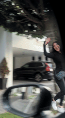 Woman runs to car as man takes selfie in Mexico