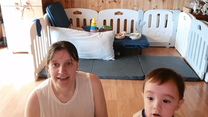 Mother and child captured in quiet home moment