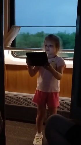 Tablet selfie moment aboard a train near Abdulino, Russia