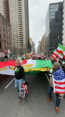 Pro-Iran demonstration with monarchy flags marches through NYC streets