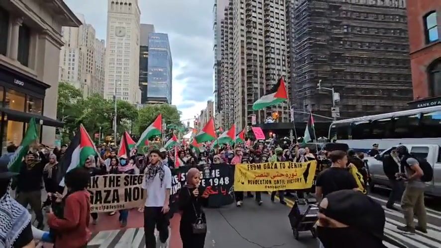 Pro-Palestinian demonstration marches through New York City streets