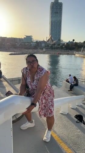 Sunny afternoon along Barcelona's Port Olímpic waterfront