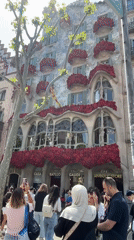 Barcelona's Casa Batlló decorated with red roses for special occasion