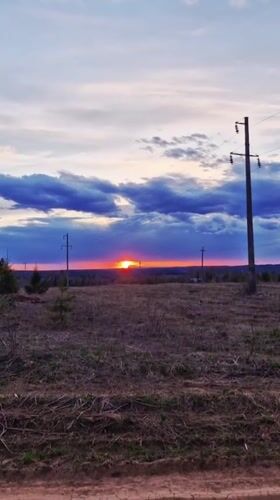 Sunset observed over rural Russian landscape near Otchor