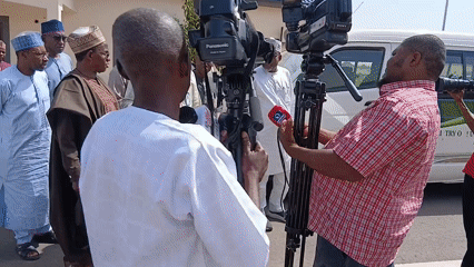 Outdoor press conference held in Rigachikun, Nigeria