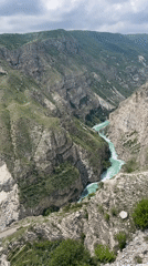 Tourist captures scenic views of Sulak Canyon near Chirkey
