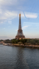 Eiffel Tower and elevated rail lines, Paris evening