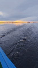 Boat journey recorded during twilight hours near Bereg, Russia