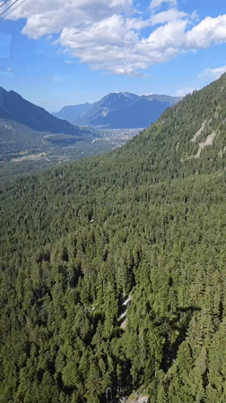 Mountain panorama overlooking forested valley and town near Grainau