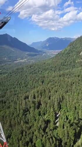 Mountain panorama overlooking forested valley and town near Grainau