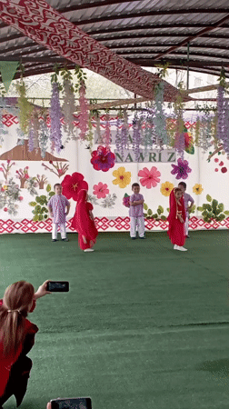 Children perform traditional dance at Nowruz celebration in Nukus