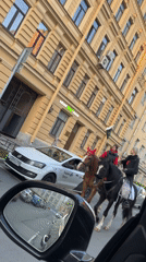 Horse riders spotted on Saint Petersburg street