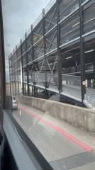 Bus passenger documents routine Luton airport area scenes