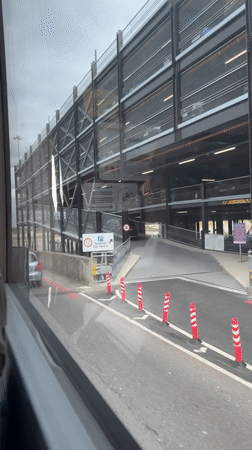Bus passenger documents routine Luton airport area scenes