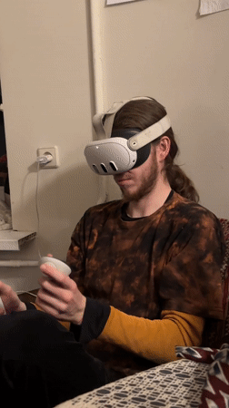 Man uses VR headset in Moscow chair session