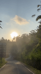 Morning on the roads and landscapes of Rendang, Bali