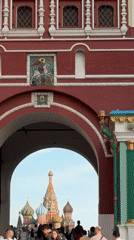 Moscow Red Square archway with imperial eagles documented